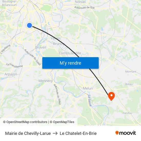 Mairie de Chevilly-Larue to Le Chatelet-En-Brie map
