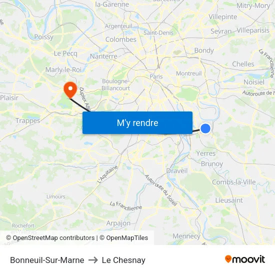 Bonneuil-Sur-Marne to Le Chesnay map