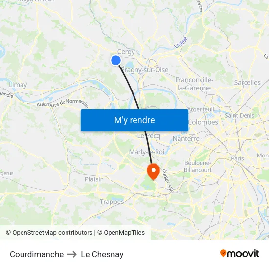 Courdimanche to Le Chesnay map