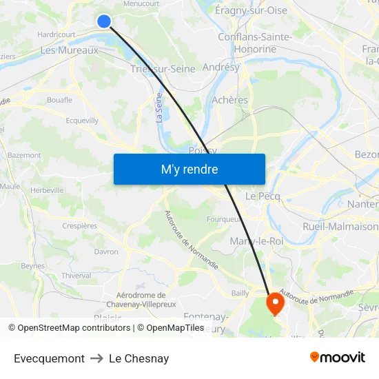 Evecquemont to Le Chesnay map
