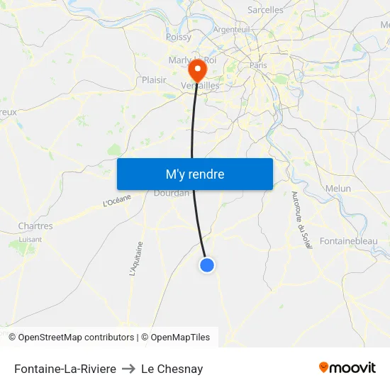Fontaine-La-Riviere to Le Chesnay map