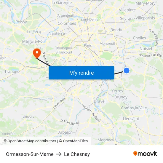 Ormesson-Sur-Marne to Le Chesnay map