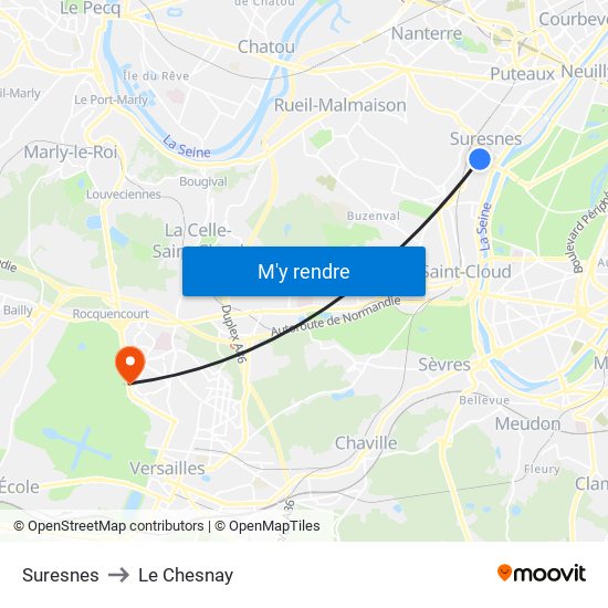 Suresnes to Le Chesnay map