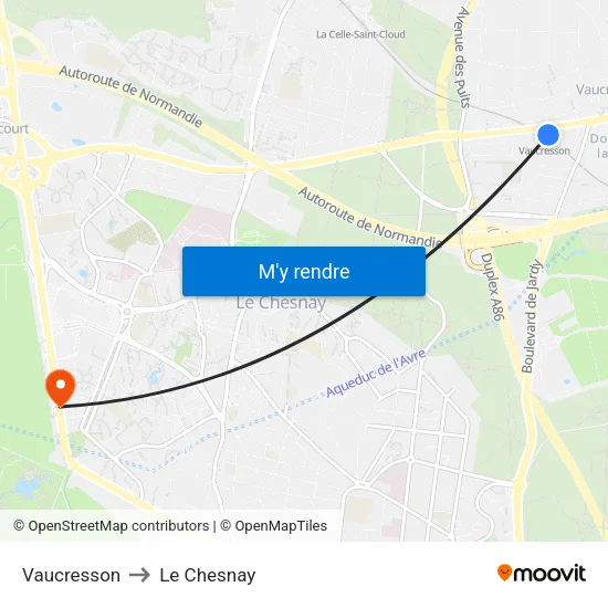 Vaucresson to Le Chesnay map