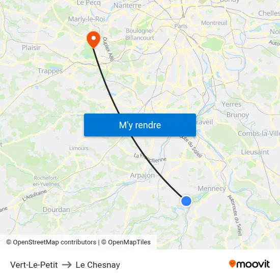Vert-Le-Petit to Le Chesnay map