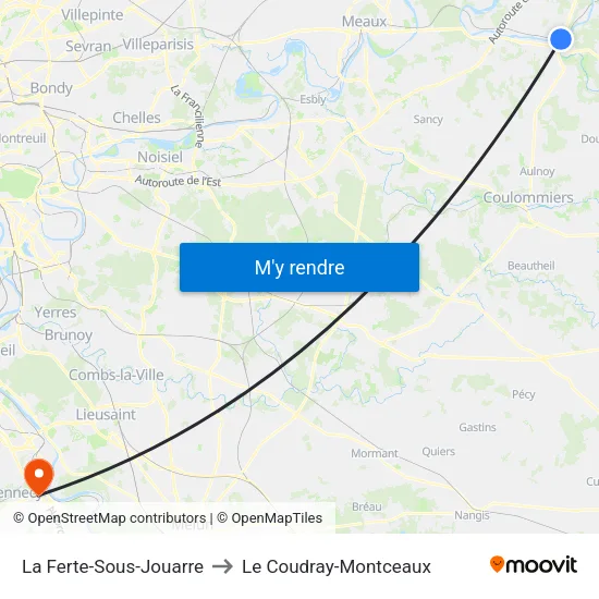 La Ferte-Sous-Jouarre to Le Coudray-Montceaux map