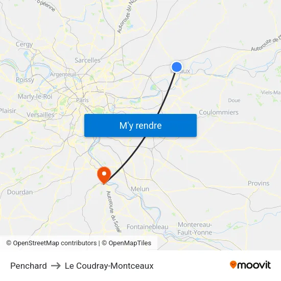 Penchard to Le Coudray-Montceaux map