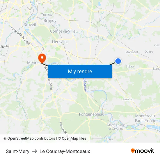 Saint-Mery to Le Coudray-Montceaux map