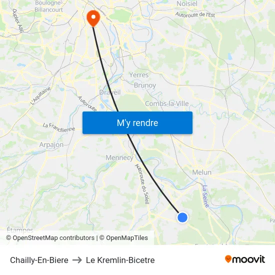 Chailly-En-Biere to Le Kremlin-Bicetre map