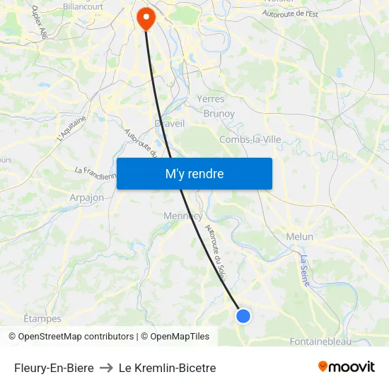 Fleury-En-Biere to Le Kremlin-Bicetre map