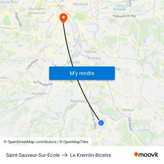 Saint-Sauveur-Sur-Ecole to Le Kremlin-Bicetre map