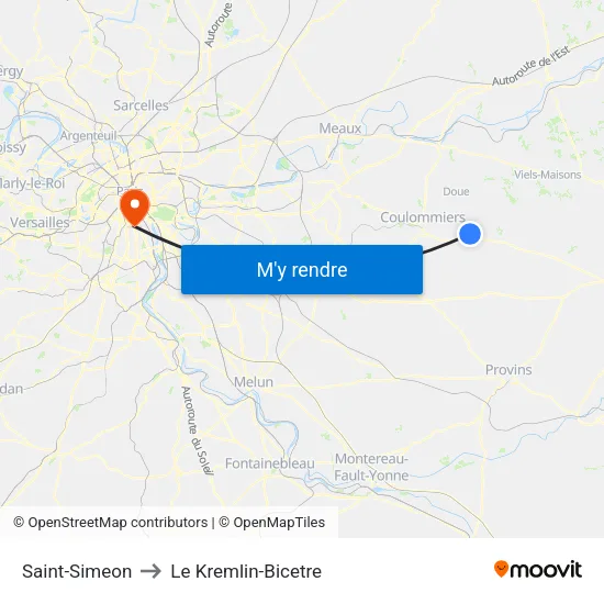 Saint-Simeon to Le Kremlin-Bicetre map
