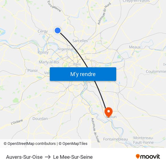 Auvers-Sur-Oise to Le Mee-Sur-Seine map