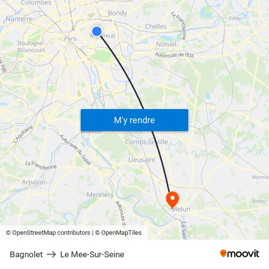 Bagnolet to Le Mee-Sur-Seine map