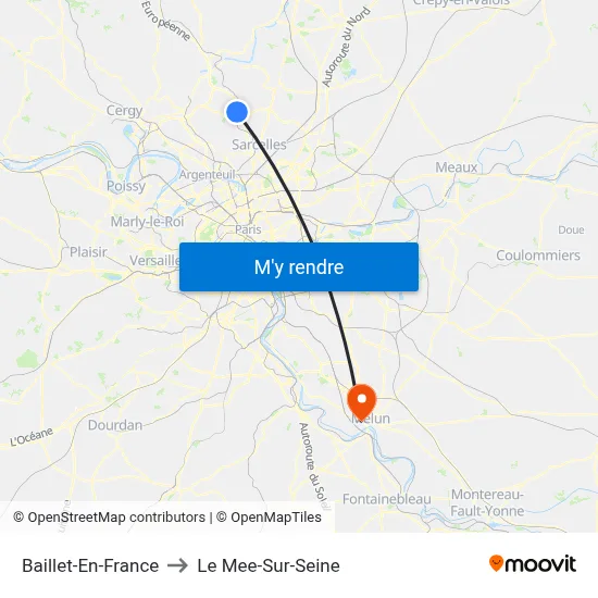 Baillet-En-France to Le Mee-Sur-Seine map