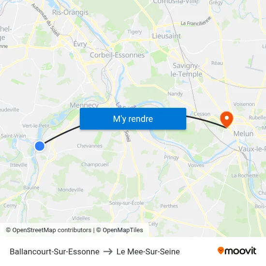 Ballancourt-Sur-Essonne to Le Mee-Sur-Seine map