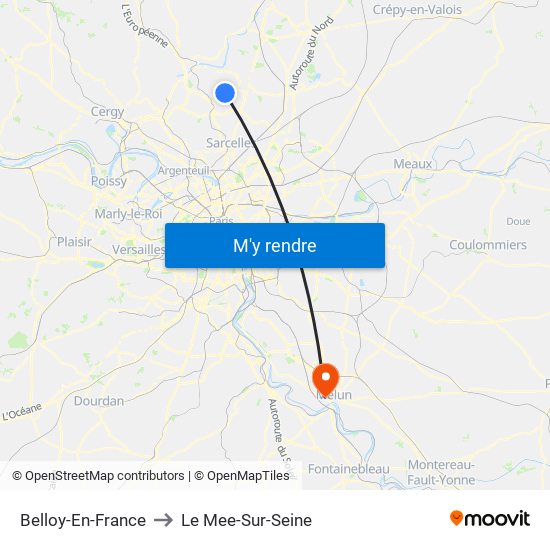 Belloy-En-France to Le Mee-Sur-Seine map