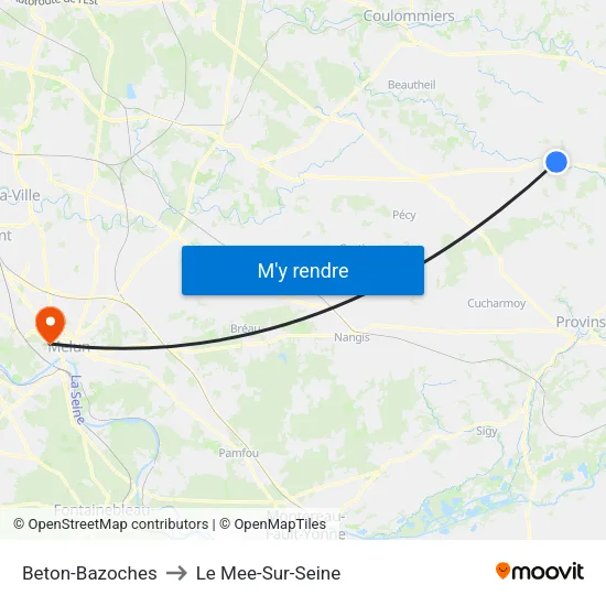 Beton-Bazoches to Le Mee-Sur-Seine map