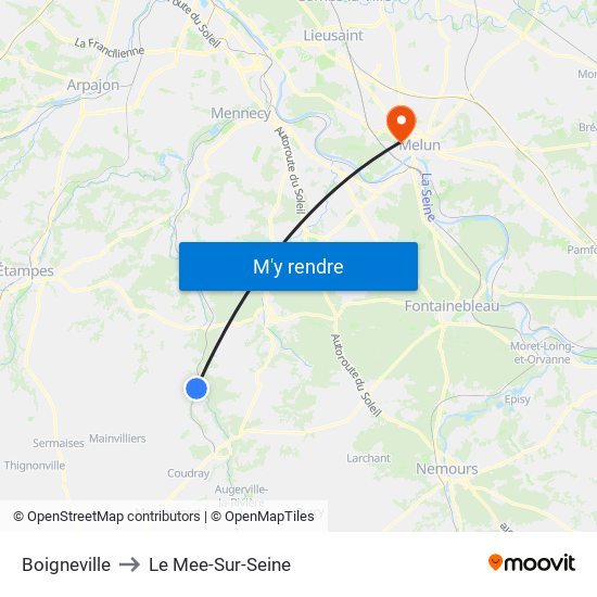 Boigneville to Le Mee-Sur-Seine map