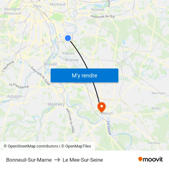 Bonneuil-Sur-Marne to Le Mee-Sur-Seine map