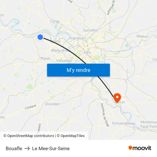 Bouafle to Le Mee-Sur-Seine map