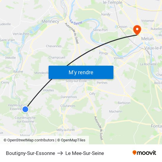 Boutigny-Sur-Essonne to Le Mee-Sur-Seine map