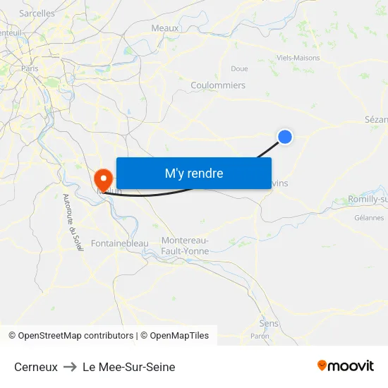 Cerneux to Le Mee-Sur-Seine map