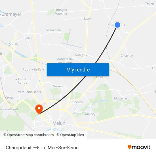 Champdeuil to Le Mee-Sur-Seine map