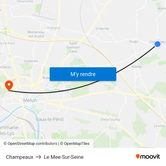 Champeaux to Le Mee-Sur-Seine map