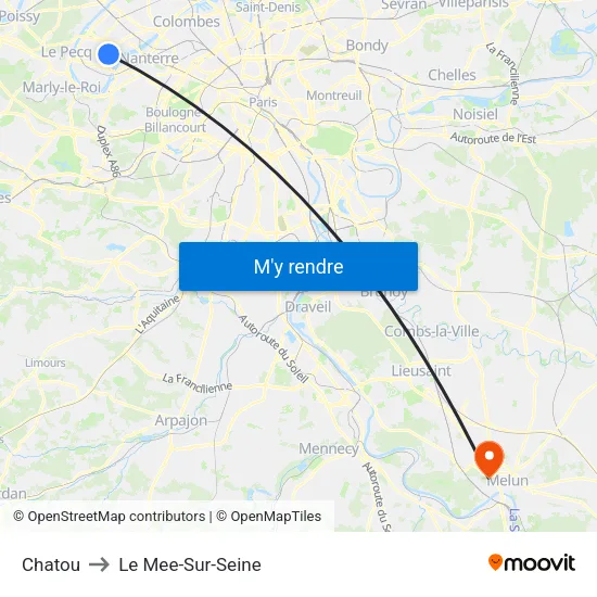 Chatou to Le Mee-Sur-Seine map