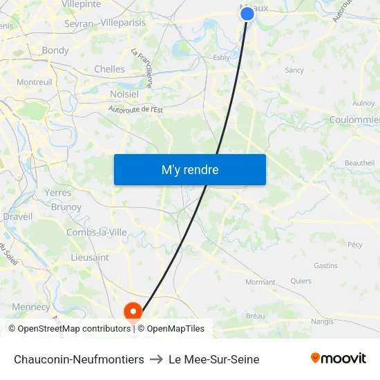 Chauconin-Neufmontiers to Le Mee-Sur-Seine map