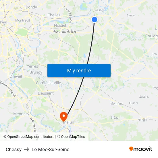 Chessy to Le Mee-Sur-Seine map