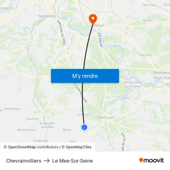 Chevrainvilliers to Le Mee-Sur-Seine map