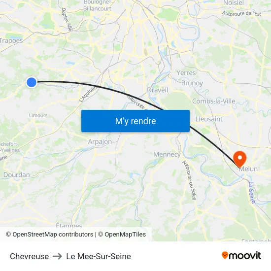 Chevreuse to Le Mee-Sur-Seine map