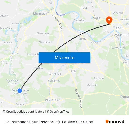 Courdimanche-Sur-Essonne to Le Mee-Sur-Seine map
