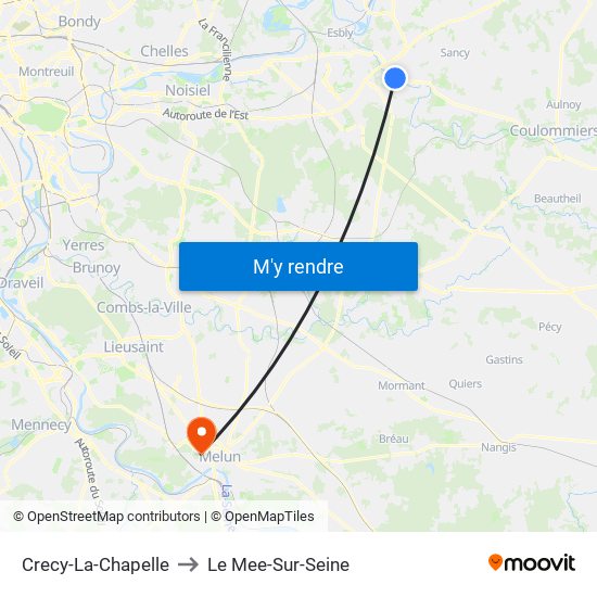 Crecy-La-Chapelle to Le Mee-Sur-Seine map