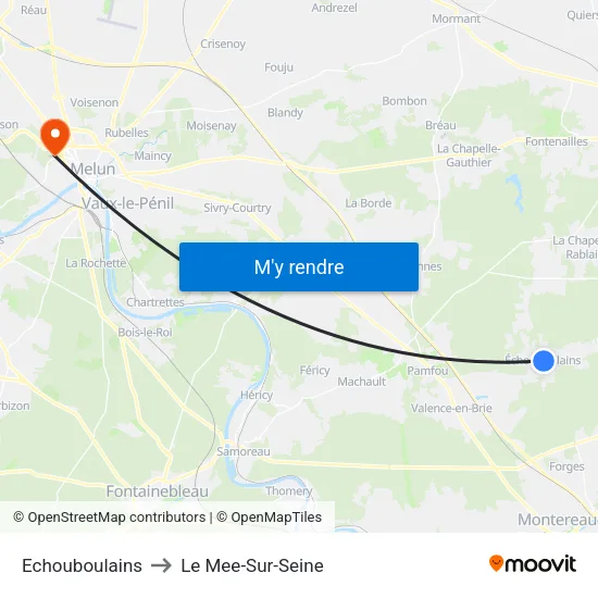 Echouboulains to Le Mee-Sur-Seine map