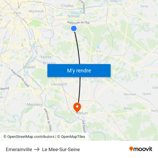 Emerainville to Le Mee-Sur-Seine map