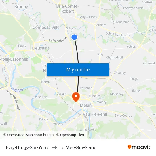 Evry-Gregy-Sur-Yerre to Le Mee-Sur-Seine map