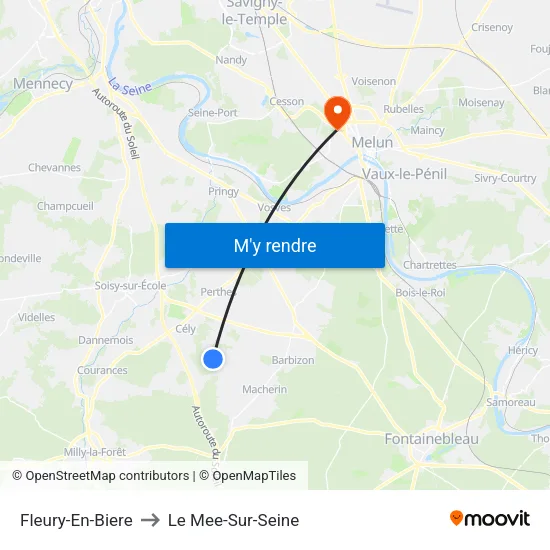 Fleury-En-Biere to Le Mee-Sur-Seine map