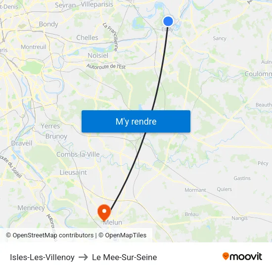 Isles-Les-Villenoy to Le Mee-Sur-Seine map