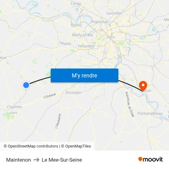 Maintenon to Le Mee-Sur-Seine map