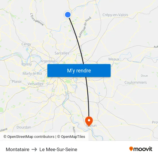 Montataire to Le Mee-Sur-Seine map