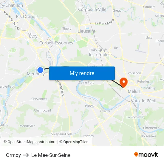 Ormoy to Le Mee-Sur-Seine map