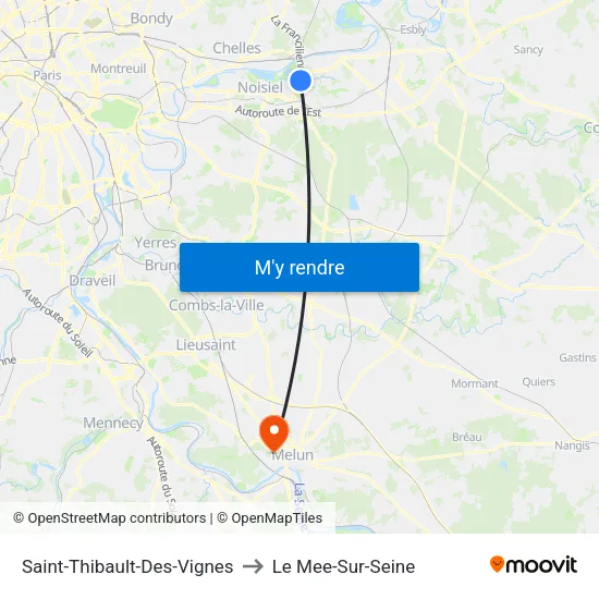 Saint-Thibault-Des-Vignes to Le Mee-Sur-Seine map