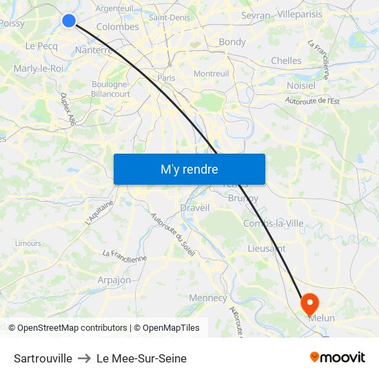 Sartrouville to Le Mee-Sur-Seine map