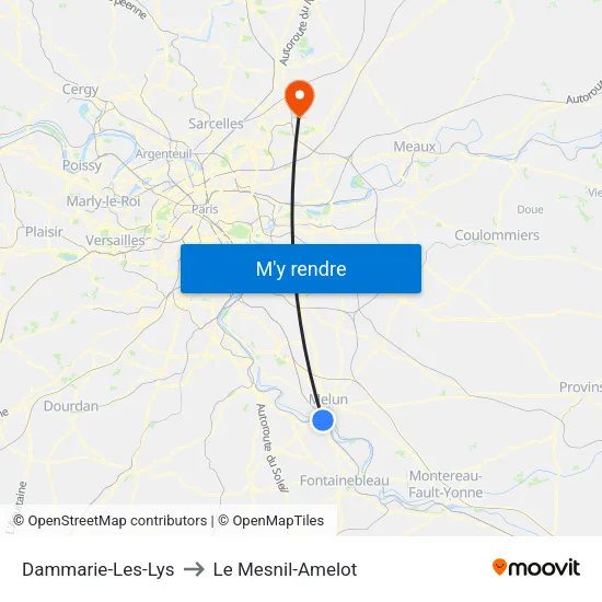 Dammarie-Les-Lys to Le Mesnil-Amelot map