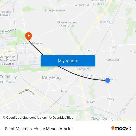 Saint-Mesmes to Le Mesnil-Amelot map