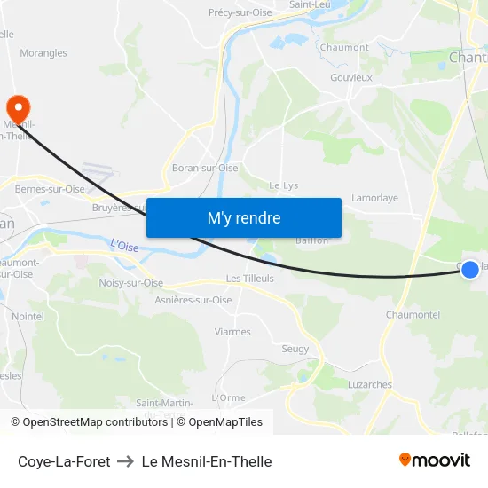 Coye-La-Foret to Le Mesnil-En-Thelle map