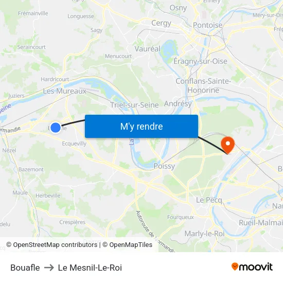 Bouafle to Le Mesnil-Le-Roi map